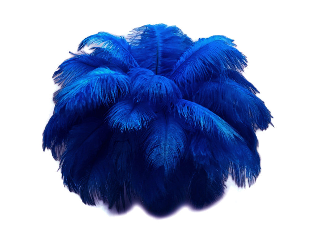 10 Pieces - 17-19" Royal Blue Large Bleached & Dyed Ostrich Drabs Body Feathers