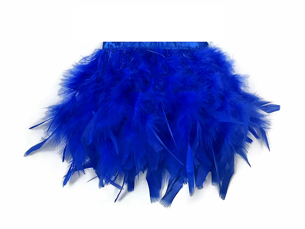 1 Yard - Royal Blue Chandelle Turkey Fluffy Feather Trim