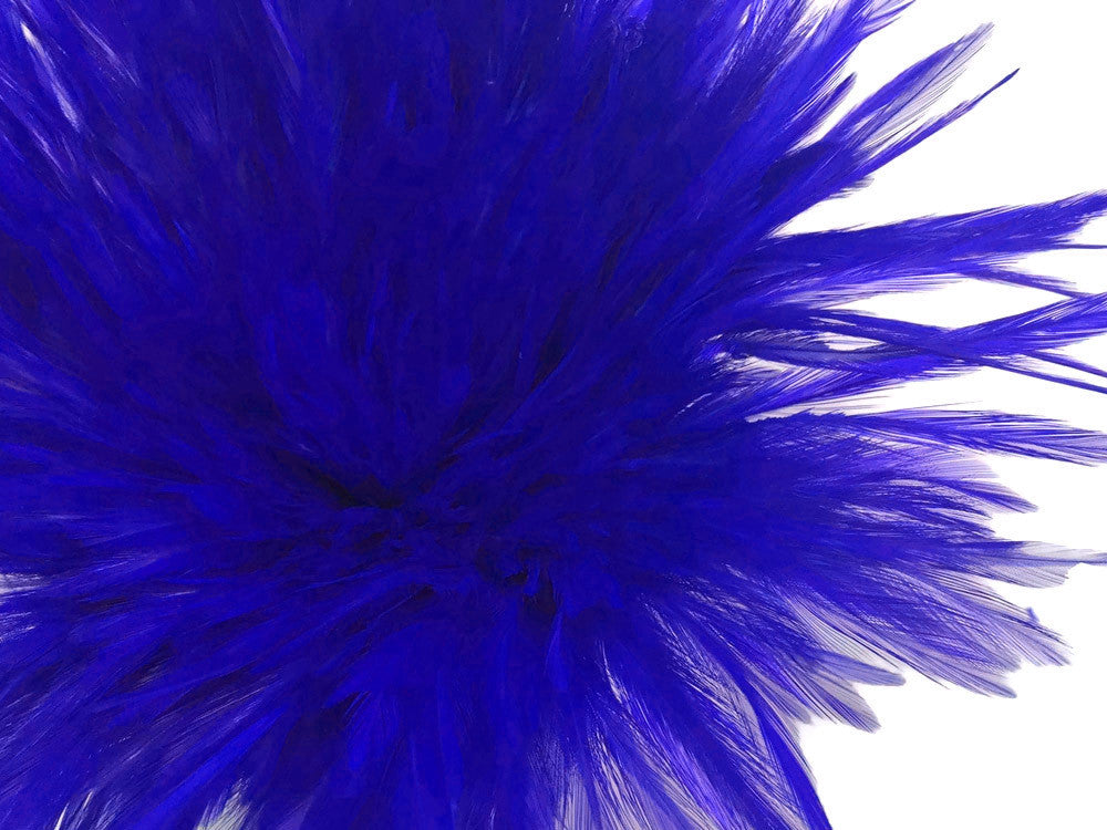 4 Inch Strip – 4-6” Dyed Royal Blue Strung Chinese Rooster Saddle Feathers 