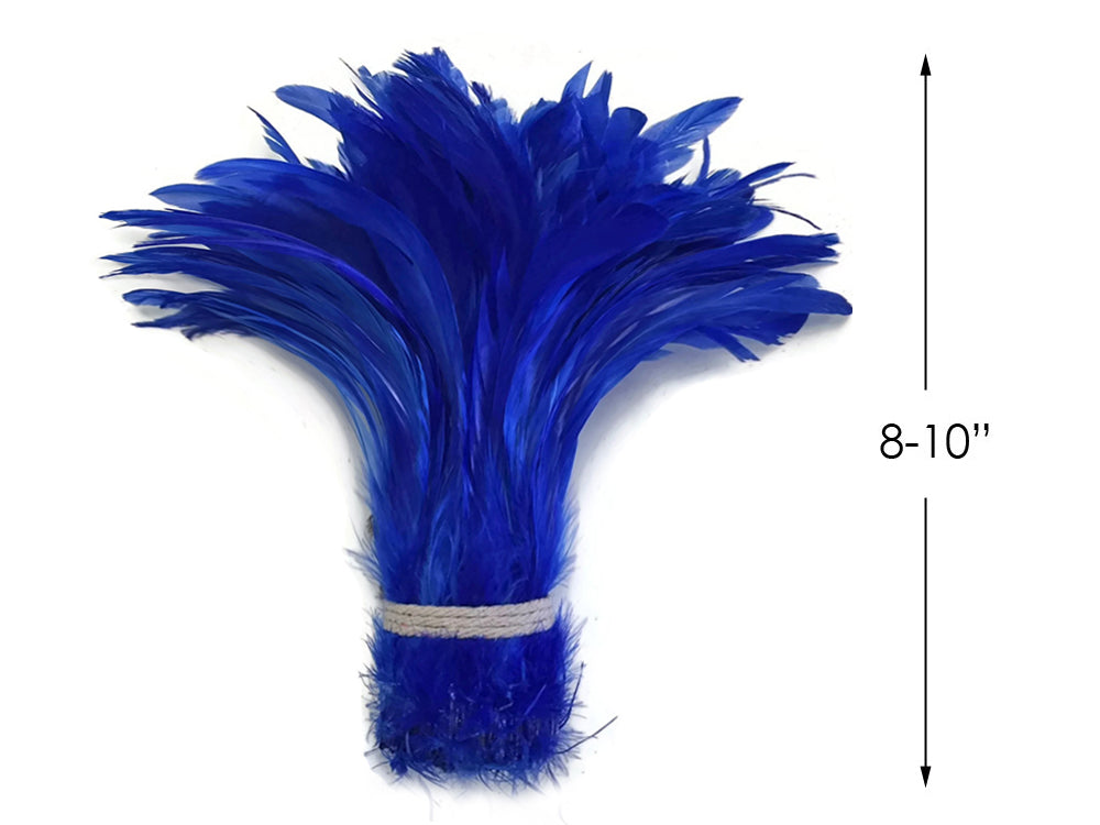 2.5  Inch Strip - 8-10" Royal Blue Strung Natural Bleach & Dyed Coque Tails Feathers