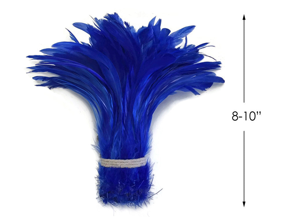 2.5  Inch Strip - Royal Blue Strung Natural Bleach & Dyed Coque Tails Feathers