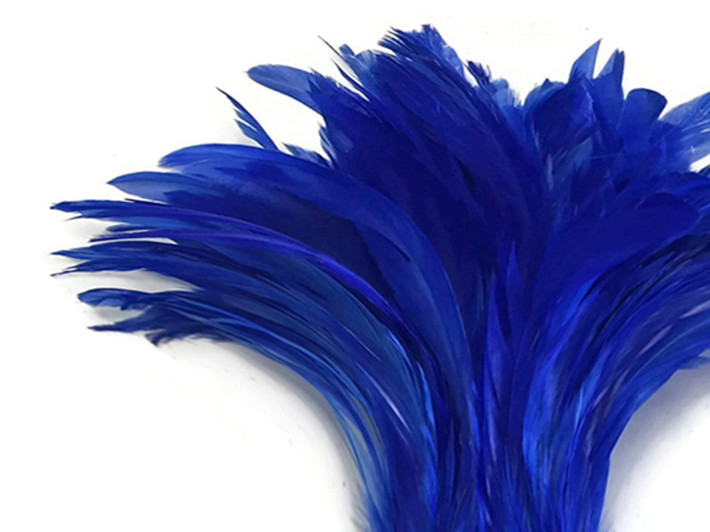 2.5  Inch Strip - Royal Blue Strung Natural Bleach & Dyed Coque Tails Feathers