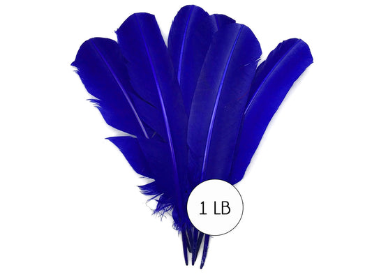 1 Lb. - Royal Blue Turkey Tom Rounds Secondary Wing Quill Wholesale Feathers (Bulk)