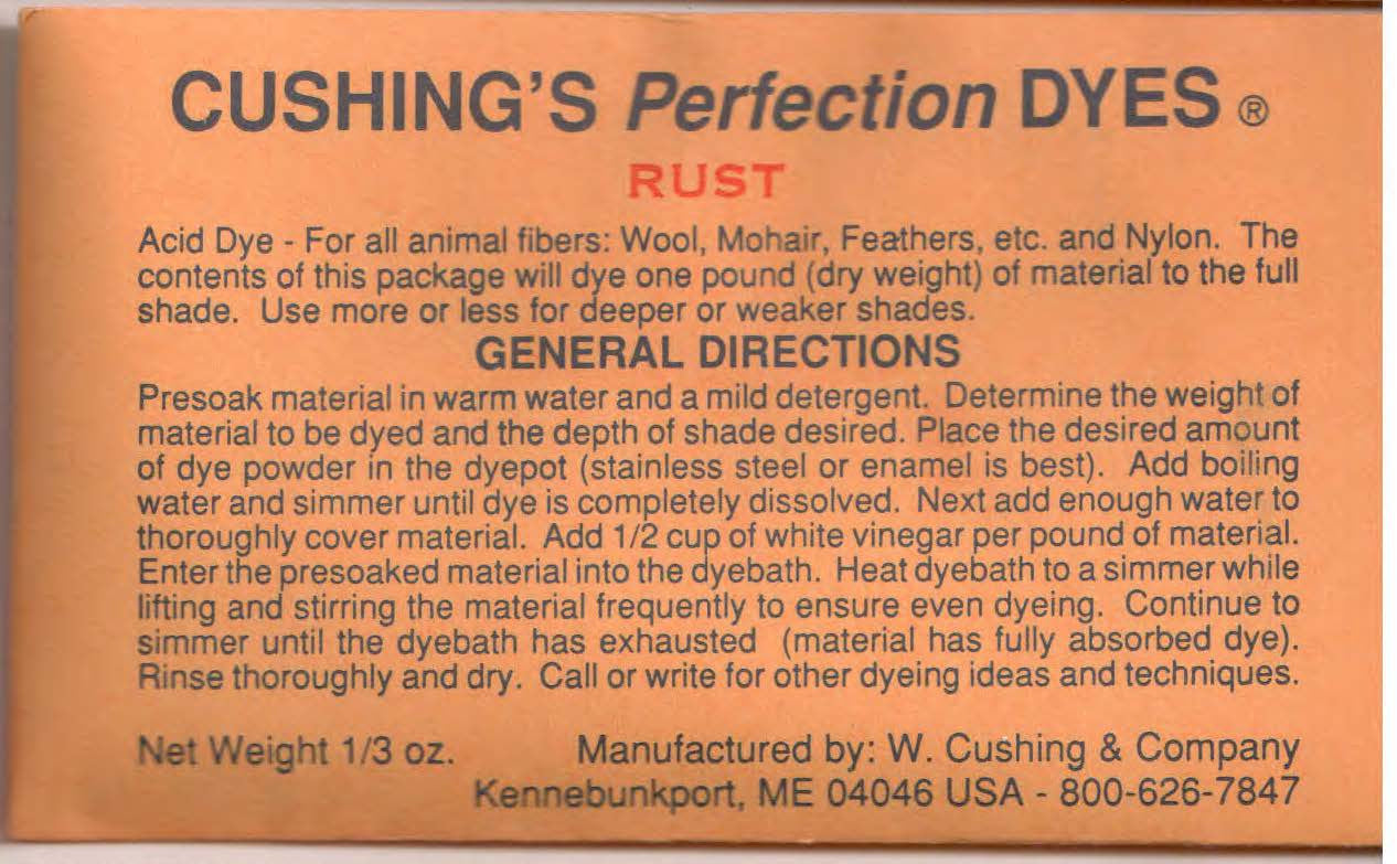 Rust Cushing Acid Dye