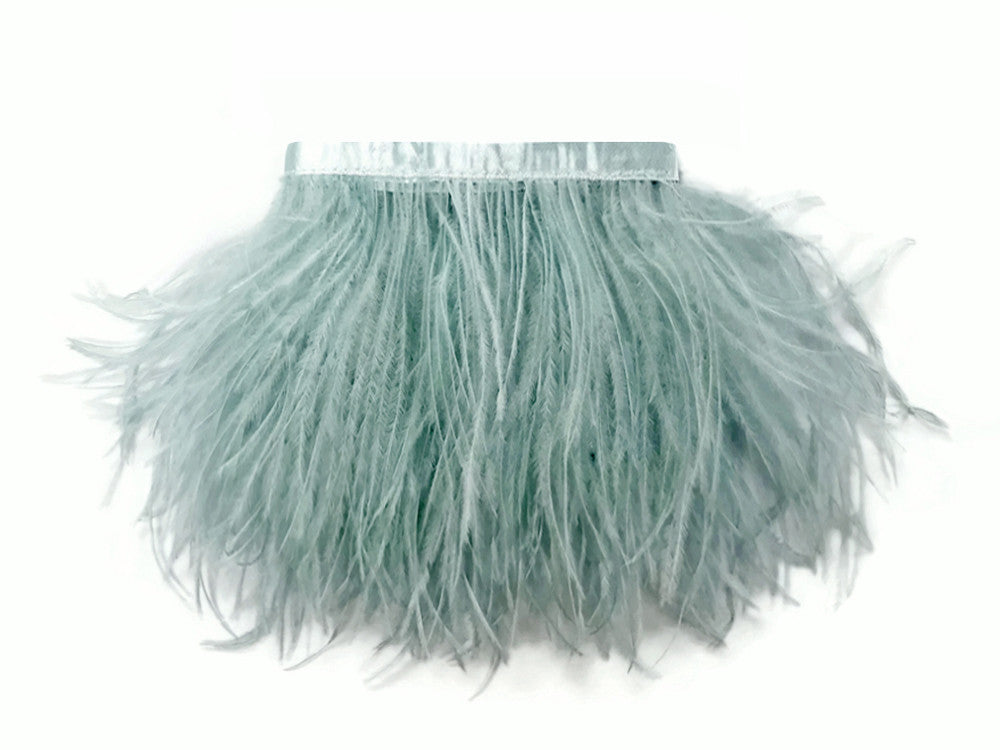 6 Inch Strip - Sage Green Ostrich Fringe Trim Feather