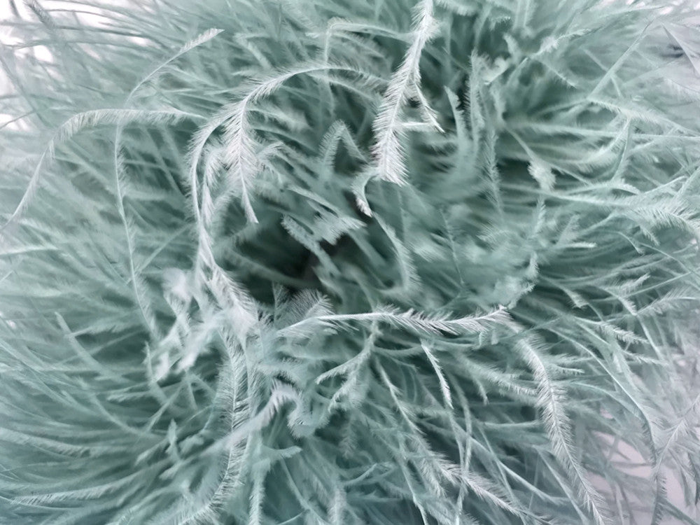 6 Inch Strip - Sage Green Ostrich Fringe Trim Feather