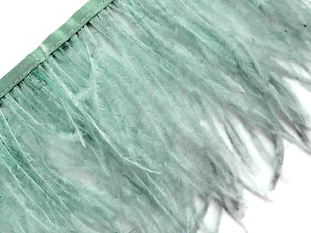 6 Inch Strip - Sage Green Ostrich Fringe Trim Feather