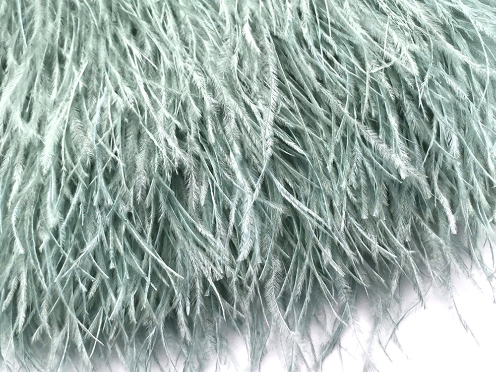 6 Inch Strip - Sage Green Ostrich Fringe Trim Feather