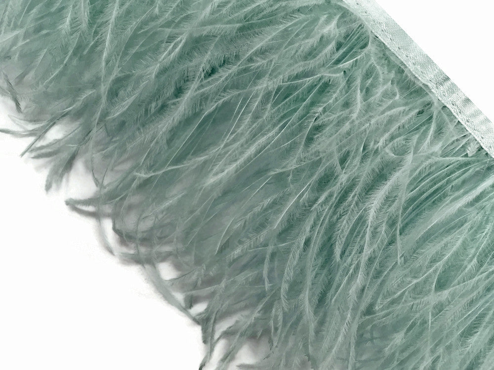 1 Yard - Sage Green Ostrich Fringe Trim Wholesale Feather (Bulk)