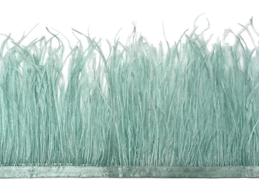 6 Inch Strip - Sage Green Ostrich Fringe Trim Feather