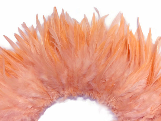 4 Inch Strip – 4-6” Dyed Champagne Strung Chinese Rooster Saddle Feathers 