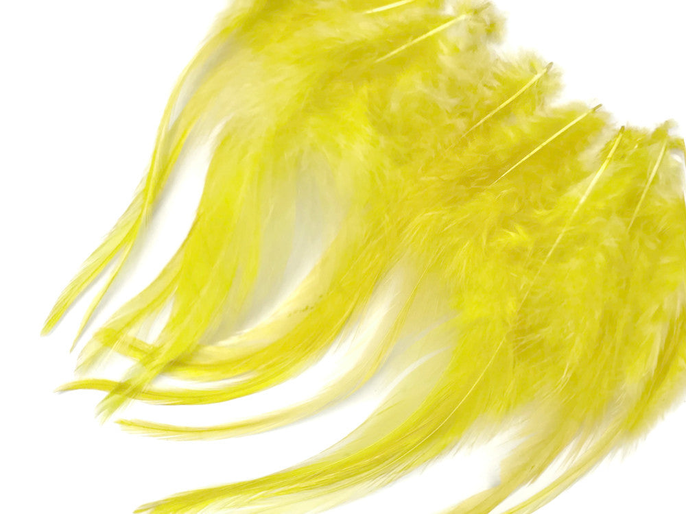 1 Dozen - Short Solid Sunshine Whiting Farm Rooster Saddle Hair Extension Feathers