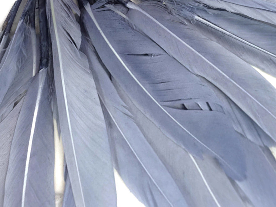 1/4 Lb. - Silver Gray Dyed Duck Cochettes Loose Wing Quill Wholesale Feather (Bulk)