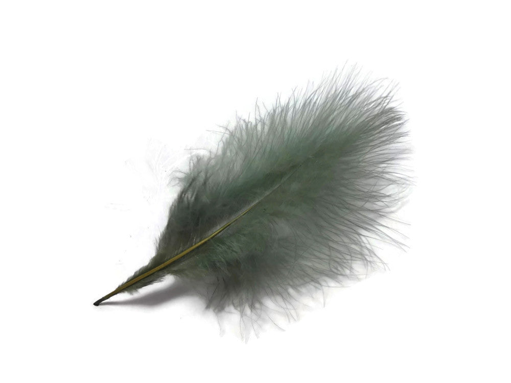 1/4 Lb - 5-6" Silver Gray Green Turkey Marabou Short Down Fluffy Loose Wholesale Feathers (Bulk)
