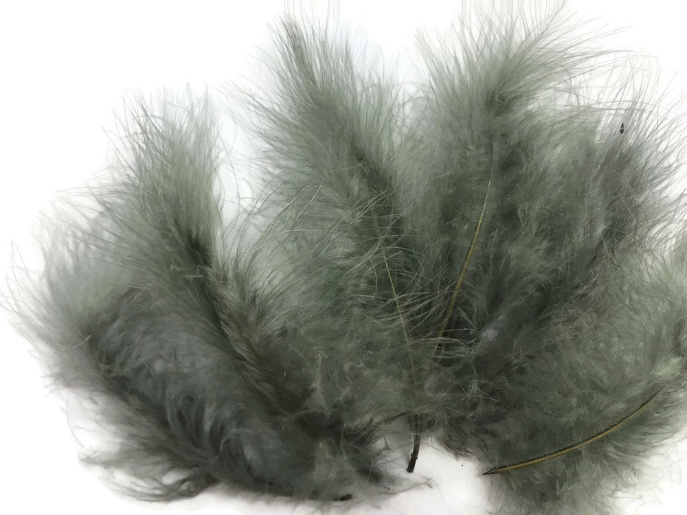 1/4 Lb - 5-6" Silver Gray Green Turkey Marabou Short Down Fluffy Loose Wholesale Feathers (Bulk)