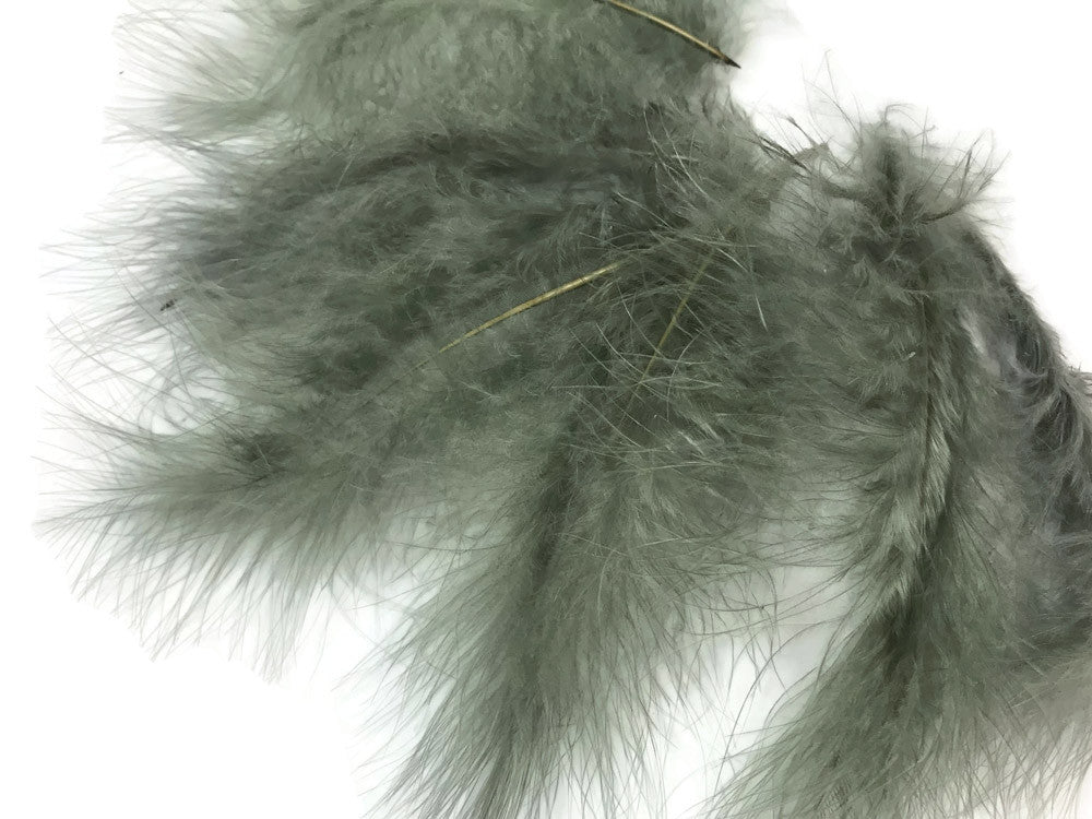 1/4 Lb - 5-6" Silver Gray Green Turkey Marabou Short Down Fluffy Loose Wholesale Feathers (Bulk)
