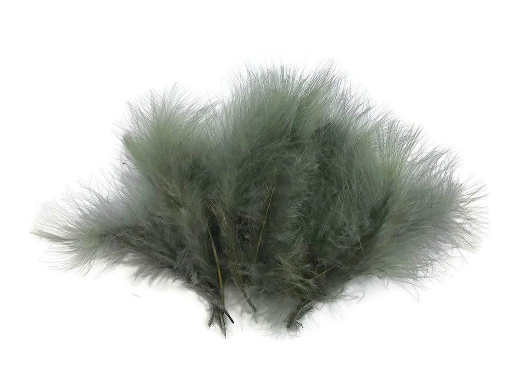 1/4 Lb - 5-6" Silver Gray Green Turkey Marabou Short Down Fluffy Loose Wholesale Feathers (Bulk)