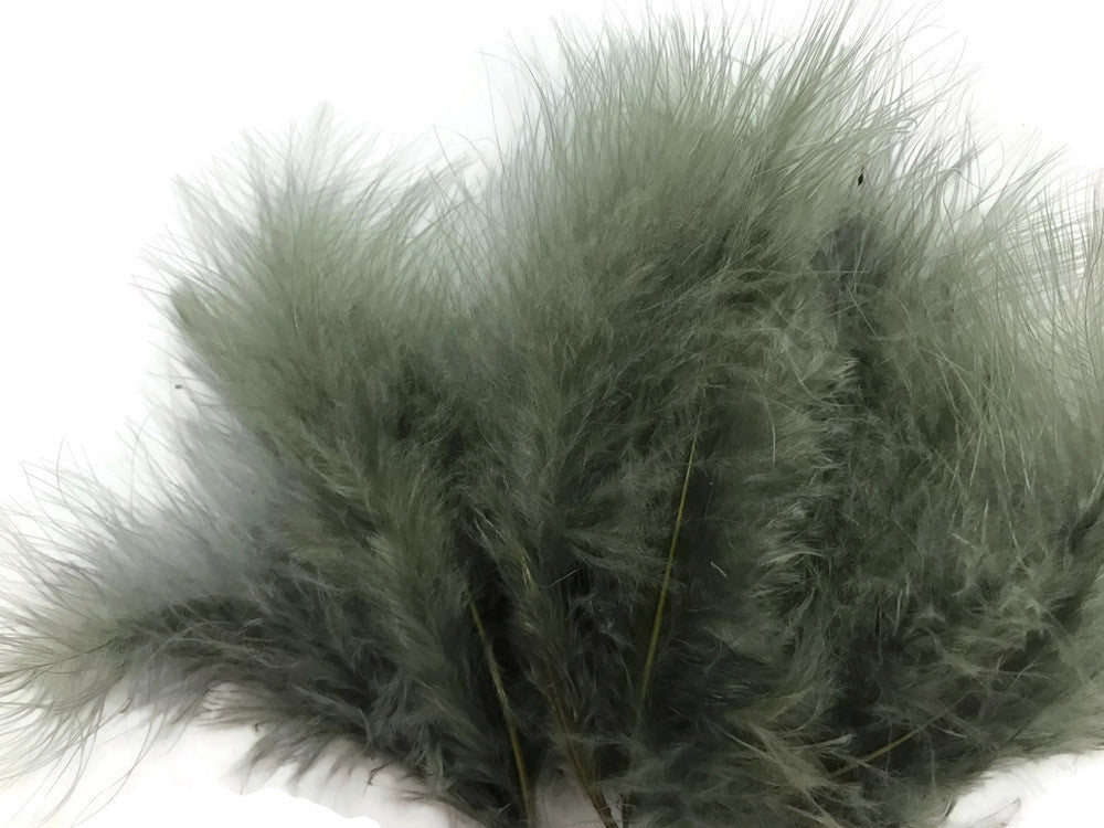 1/4 Lb - 5-6" Silver Gray Green Turkey Marabou Short Down Fluffy Loose Wholesale Feathers (Bulk)