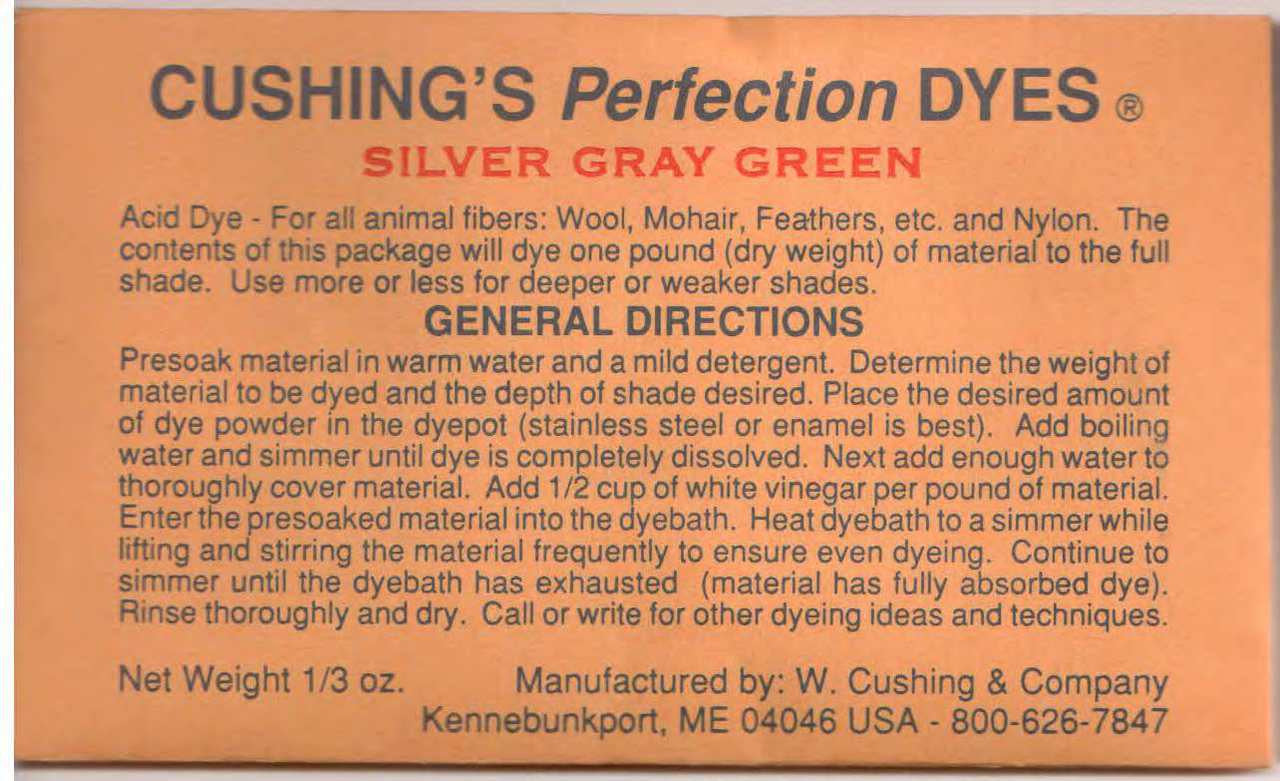 Silver Gray Green Cushing Acid Dye