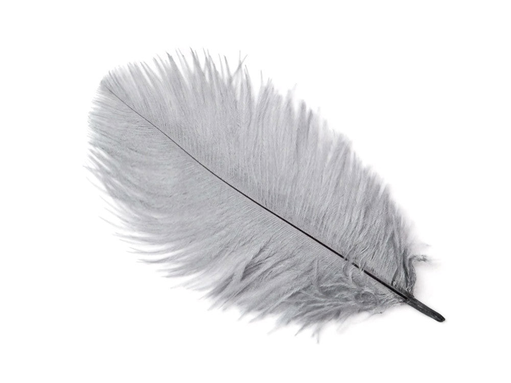 100 Pieces - 8-10" Silver Gray Ostrich Dyed Drab Body Wholesale Feathers (Bulk)