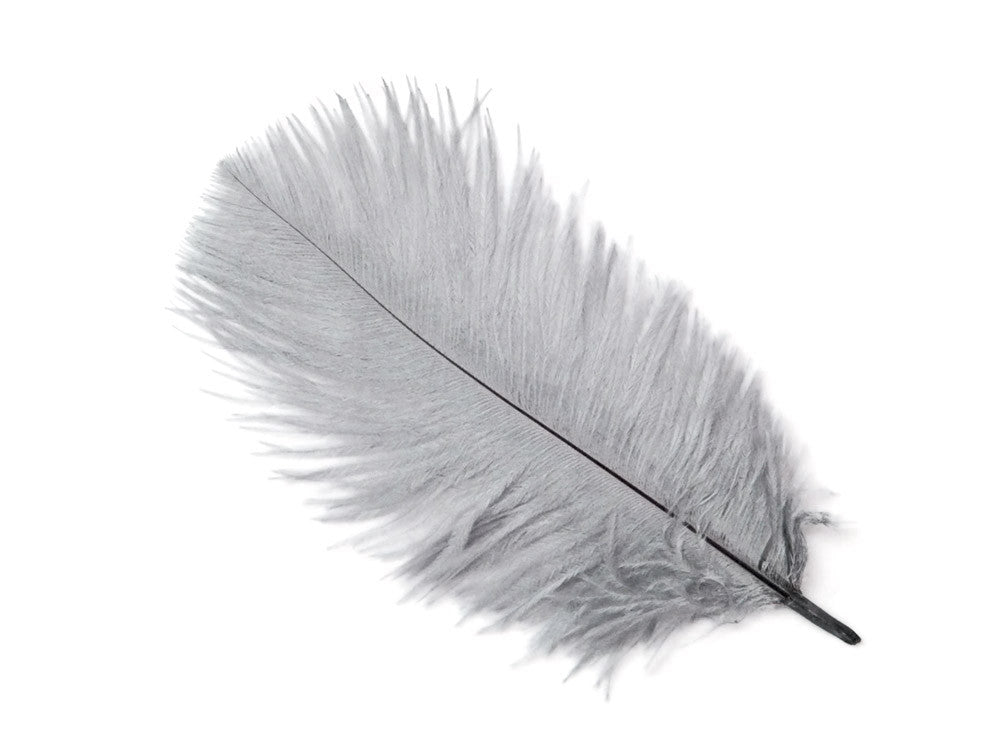 10 Pieces - 8-10" Silver Gray Ostrich Dyed Drabs Feathers