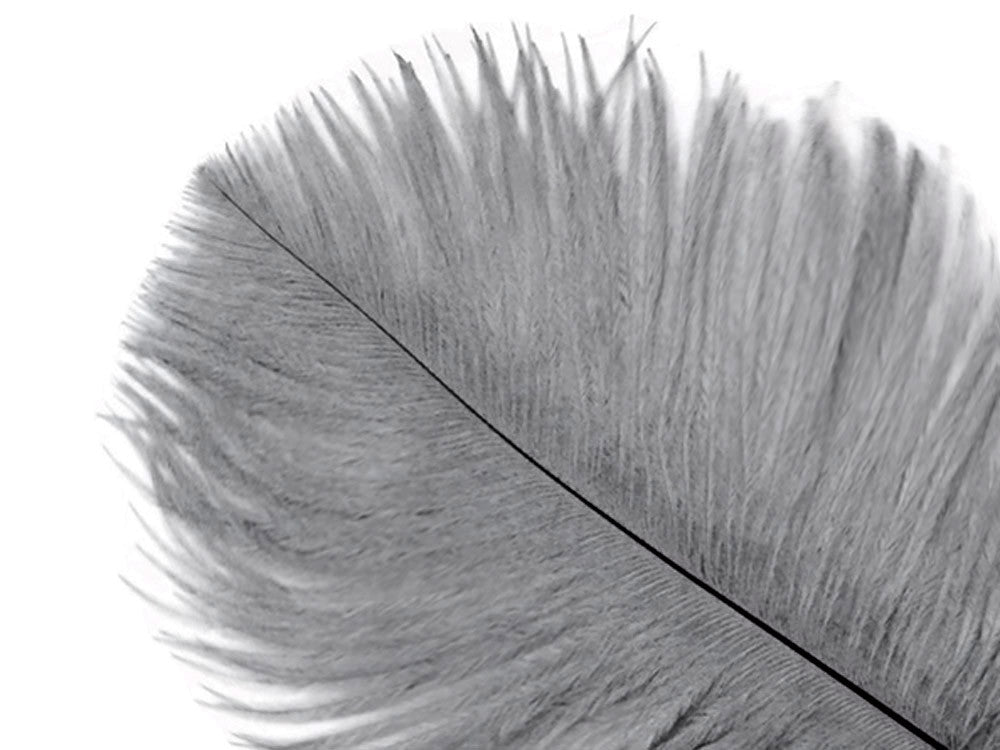 10 Pieces - 6-8" Silver Gray Ostrich Dyed Drabs Body Feathers