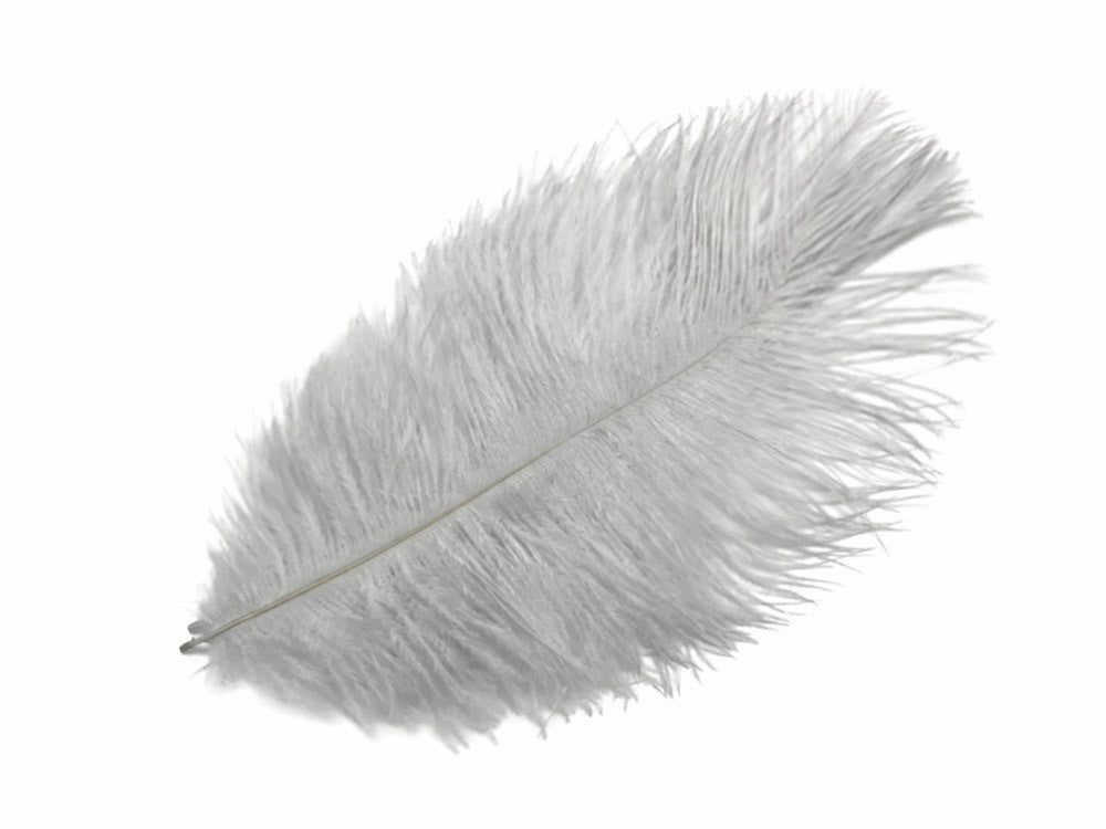 10 Pieces - 8-10" Silver Gray Ostrich Dyed Drabs Feathers