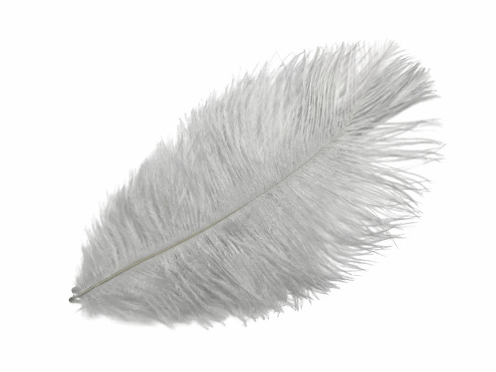 100 Pieces - 8-10" Silver Gray Ostrich Dyed Drab Body Wholesale Feathers (Bulk)