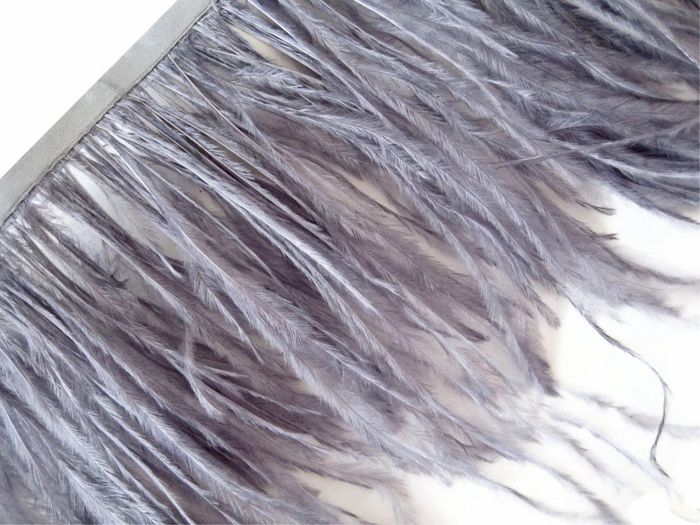 10 Yards - Grey Ostrich Fringe Trim Wholesale Feather (Bulk)