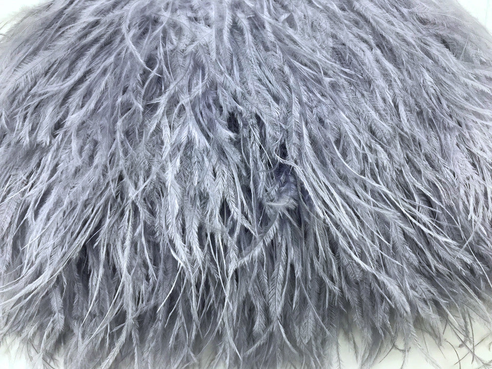 6 Inch Strip - Grey Ostrich Fringe Trim Feather