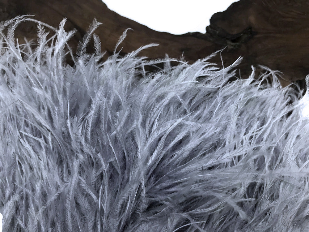 6 Inch Strip - Grey Ostrich Fringe Trim Feather