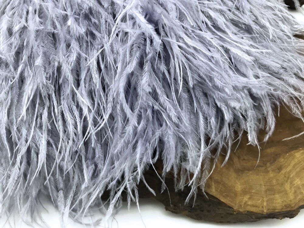 6 Inch Strip - Grey Ostrich Fringe Trim Feather