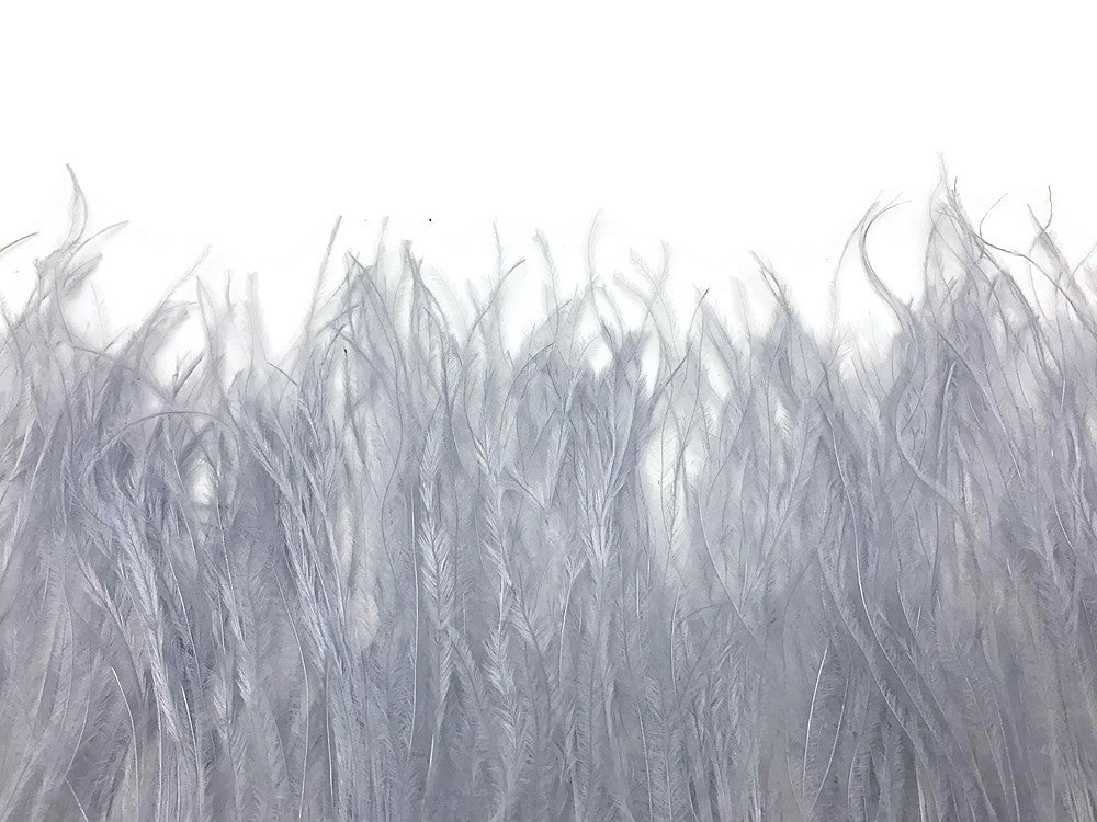 6 Inch Strip - Grey Ostrich Fringe Trim Feather