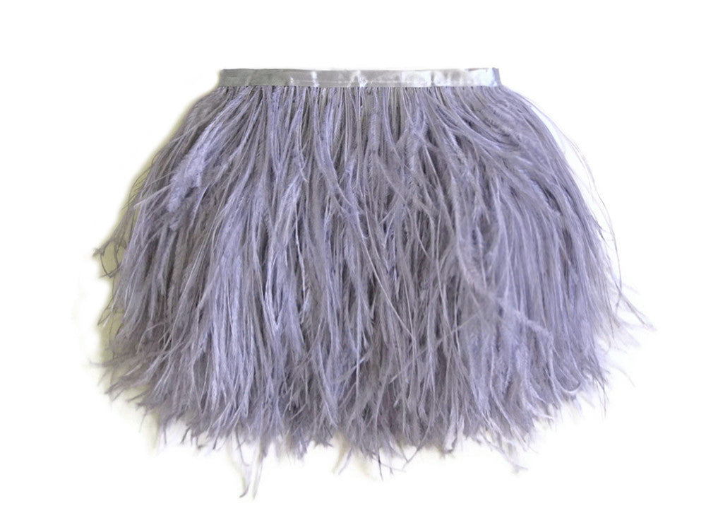 10 Yards - Grey Ostrich Fringe Trim Wholesale Feather (Bulk)