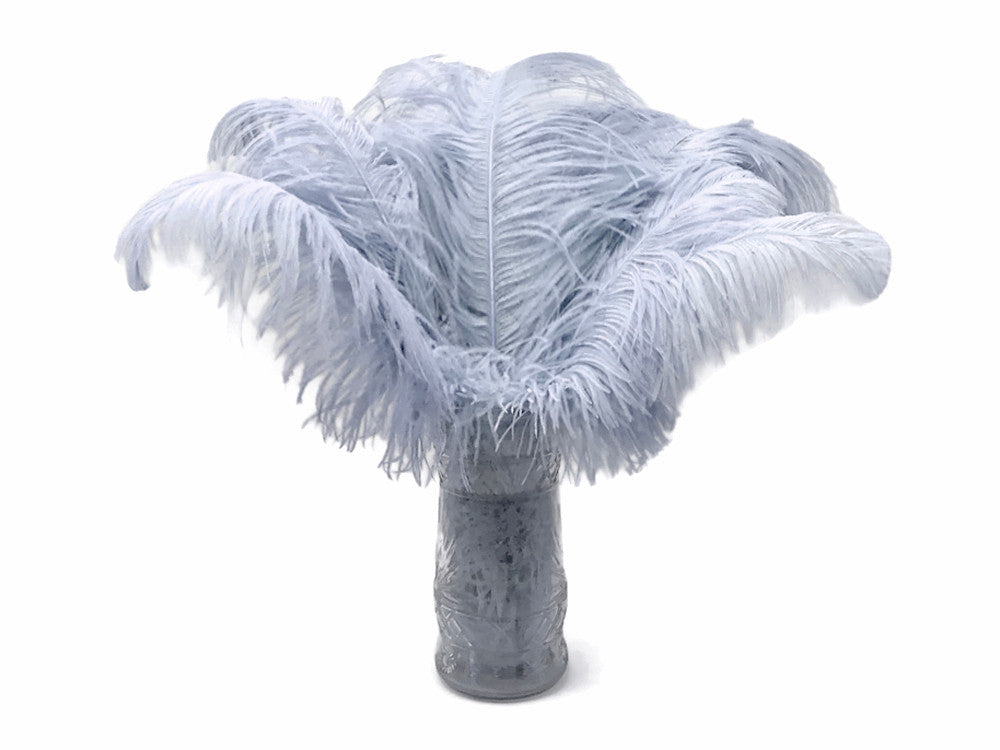 10 Pieces - 18-24" Silver Gray Large Prime Grade Ostrich Wing Plume Centerpiece Feathers