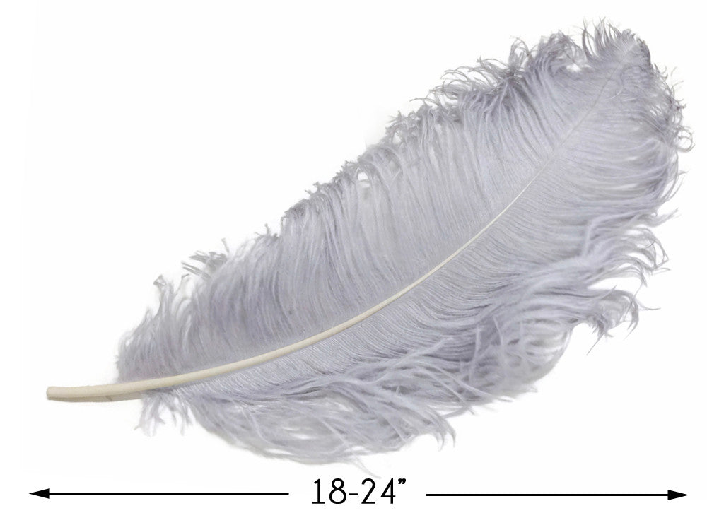 10 Pieces - 18-24" Silver Gray Large Prime Grade Ostrich Wing Plume Centerpiece Feathers