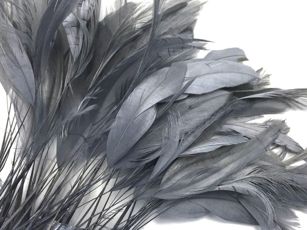 1 Yard - Grey Stripped Coque Tail Feathers Wholesale Trim (Bulk)