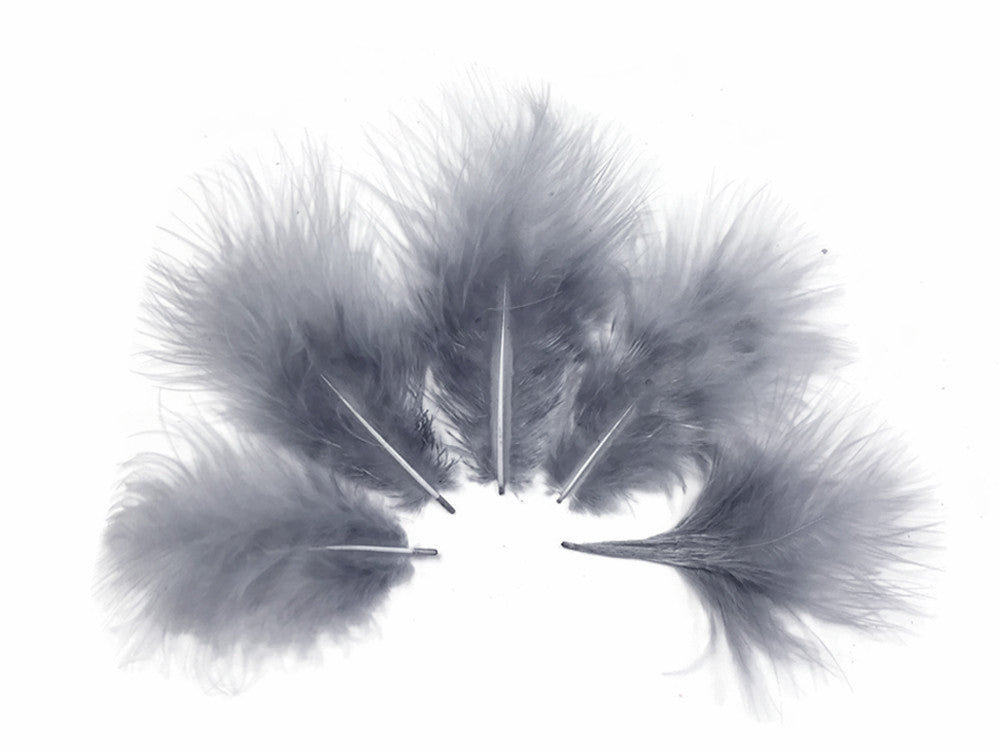 1 Pack - Silver Gray Turkey Marabou Short Down Fluff Loose Feathers 0.10 Oz.