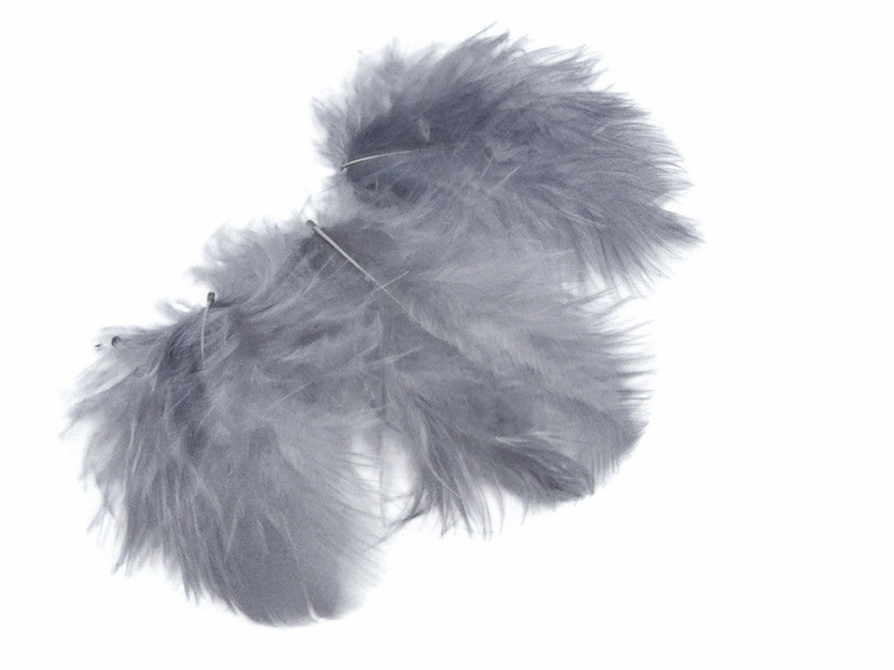 1/4 Lb - Silver Gray Turkey Marabou Short Down Fluffy Loose Wholesale Feathers (Bulk)