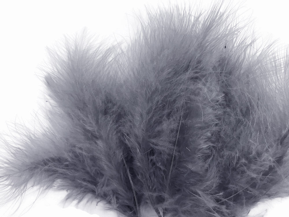 1/4 Lb - Silver Gray Turkey Marabou Short Down Fluffy Loose Wholesale Feathers (Bulk)