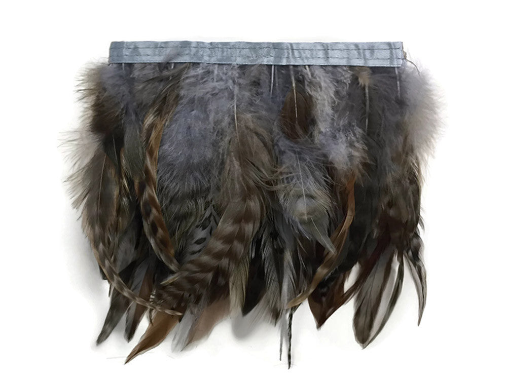 1 Yard - Grey Chinchilla Rooster Schlappen Feather Trim