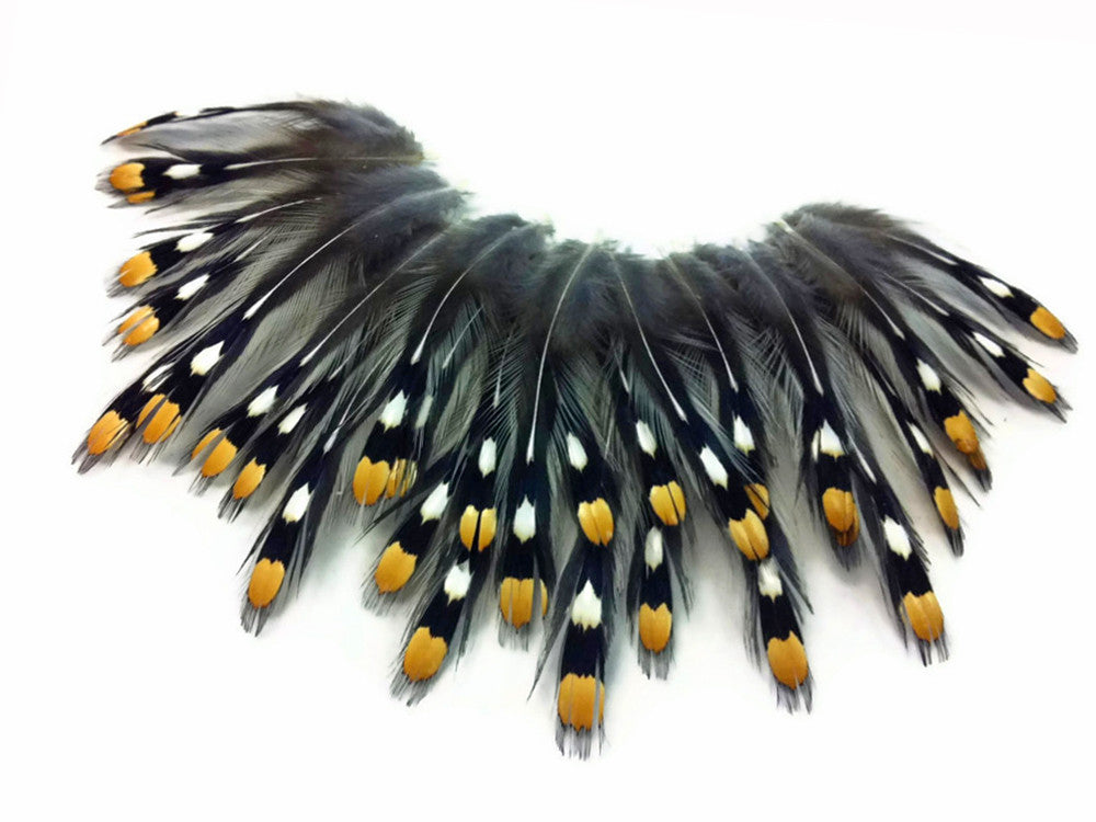 1 Piece - Grade B Natural Gold Jungle Cock Cape Complete Skin Pelt With Feather (bulk)