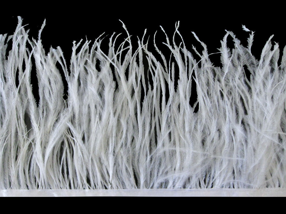 6 Inch Strip - Snow White Ostrich Fringe Trim Feathers