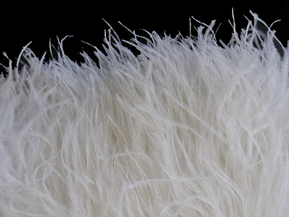 1 Yard - Snow White Ostrich Fringe Trim Wholesale Feather (Bulk)