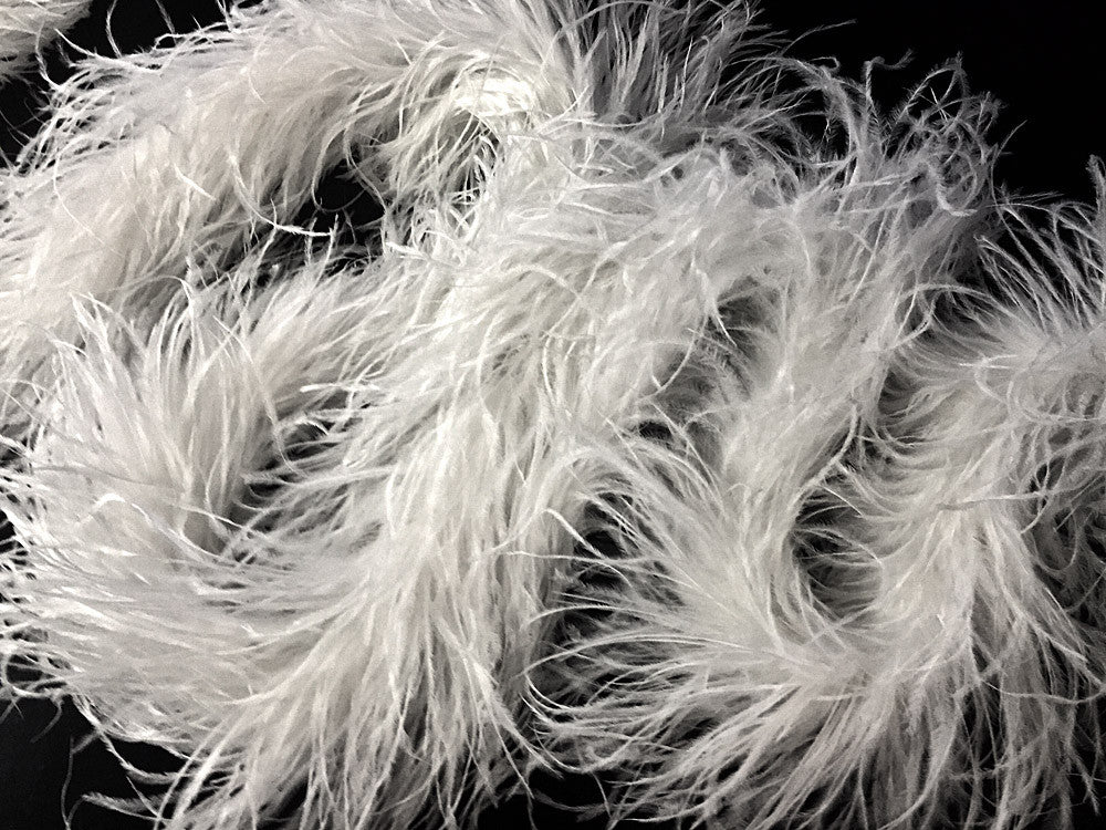 2 Yards - 5 Ply Snow White Heavy Weight Ostrich Fluffy Feather Boa