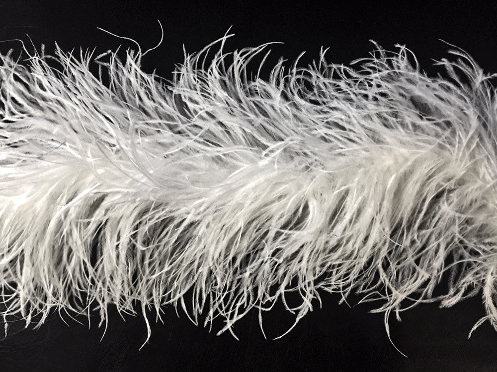 2 Yards - 5 Ply Snow White Heavy Weight Ostrich Fluffy Feather Boa