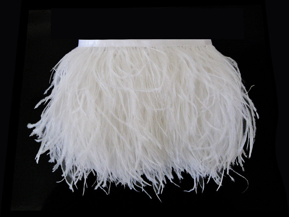 10 Yards - Snow White Ostrich Fringe Trim Wholesale Feather (Bulk)