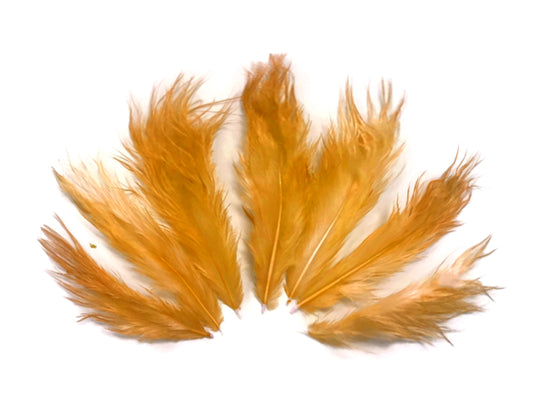 1 Dozen - Solid Antique Gold Mini Rooster Chickabou Fluff Whiting Hair Feathers