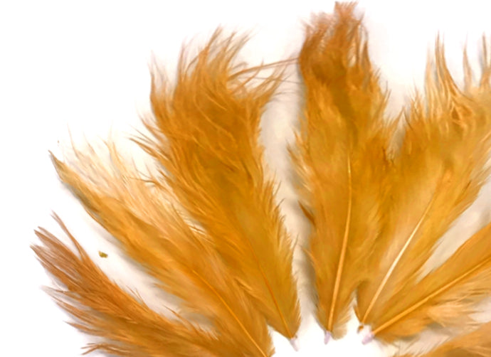 1 Dozen - Solid Antique Gold Mini Rooster Chickabou Fluff Whiting Hair Feathers