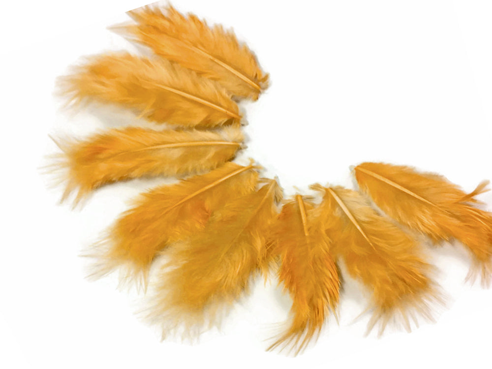 1 Dozen - Solid Antique Gold Mini Rooster Chickabou Fluff Whiting Hair Feathers